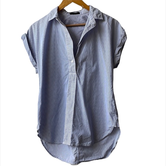 J. Crew Tops - J. Crew Short Sleeve Stripe Popover Size M